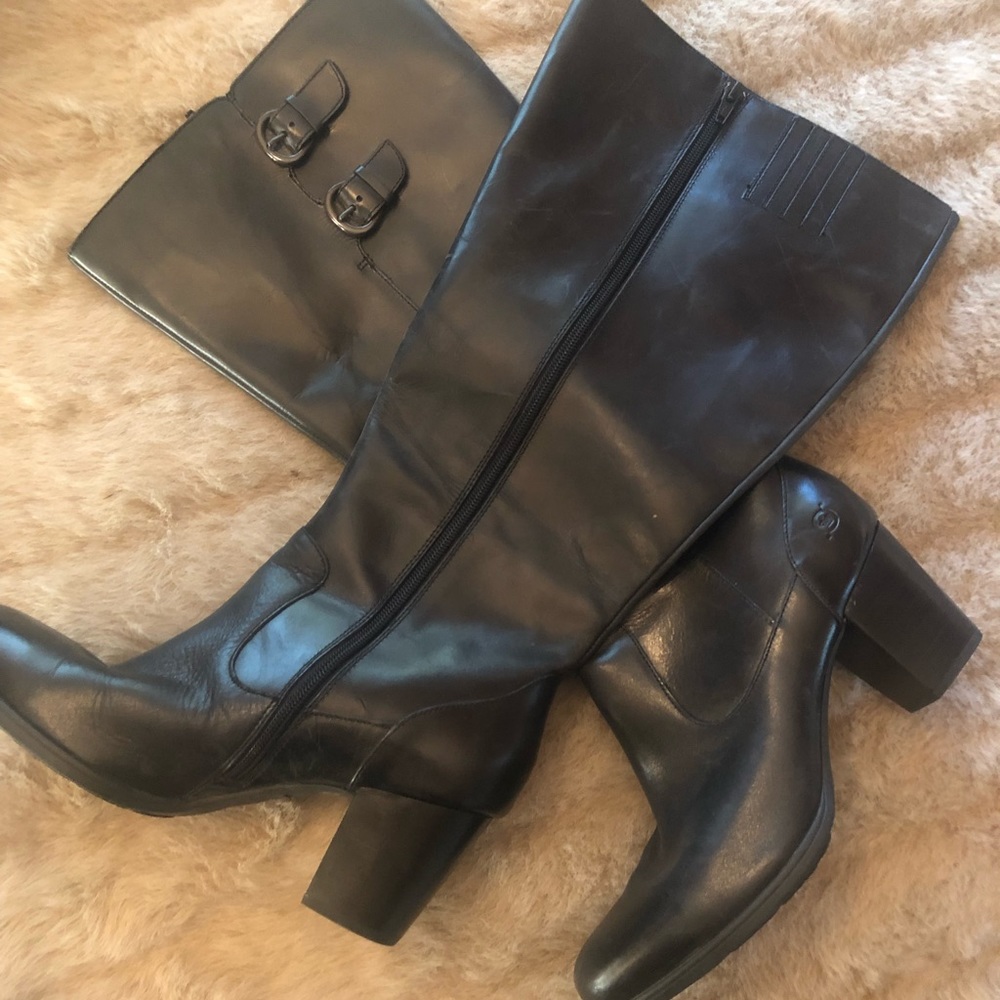 BORN Tall Leather Boots Wide Calf size 10